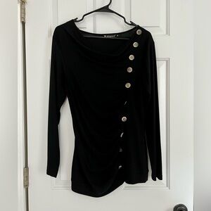 Black cowl neck long sleeve with button detail. Sz M